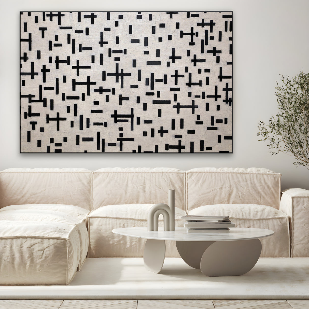 Quadro Stampa su Tela Composizione in Linea, Piet Mondrian - CupidoDesign