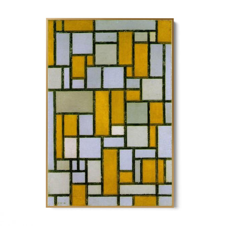 Quadro Stampa su Tela Composizione in grigio e ocra, Piet Mondrian - CupidoDesign