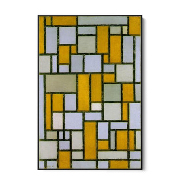 Quadro Stampa su Tela Composizione in grigio e ocra, Piet Mondrian - CupidoDesign