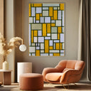 Quadro Stampa su Tela Composizione in grigio e ocra, Piet Mondrian - CupidoDesign