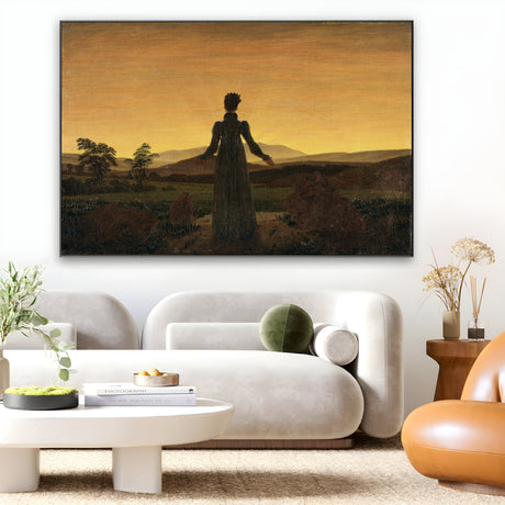 Quadro Stampa su Tela Donna al tramonto del Sole, Caspar David Friedrich - CupidoDesign