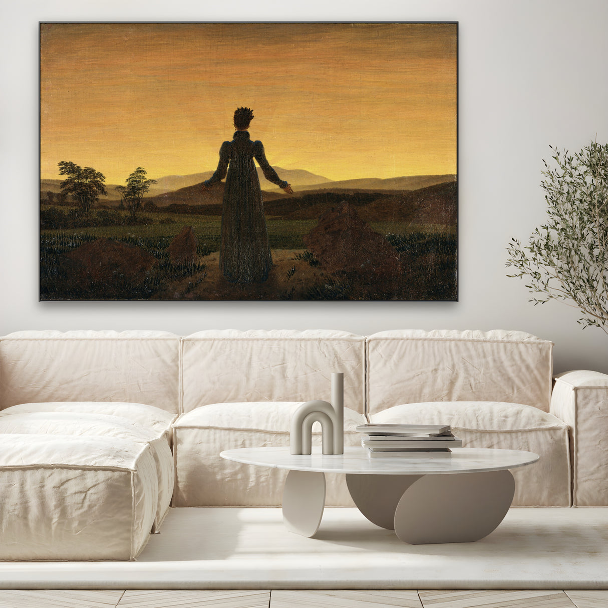 Quadro Stampa su Tela Donna al tramonto del Sole, Caspar David Friedrich - CupidoDesign