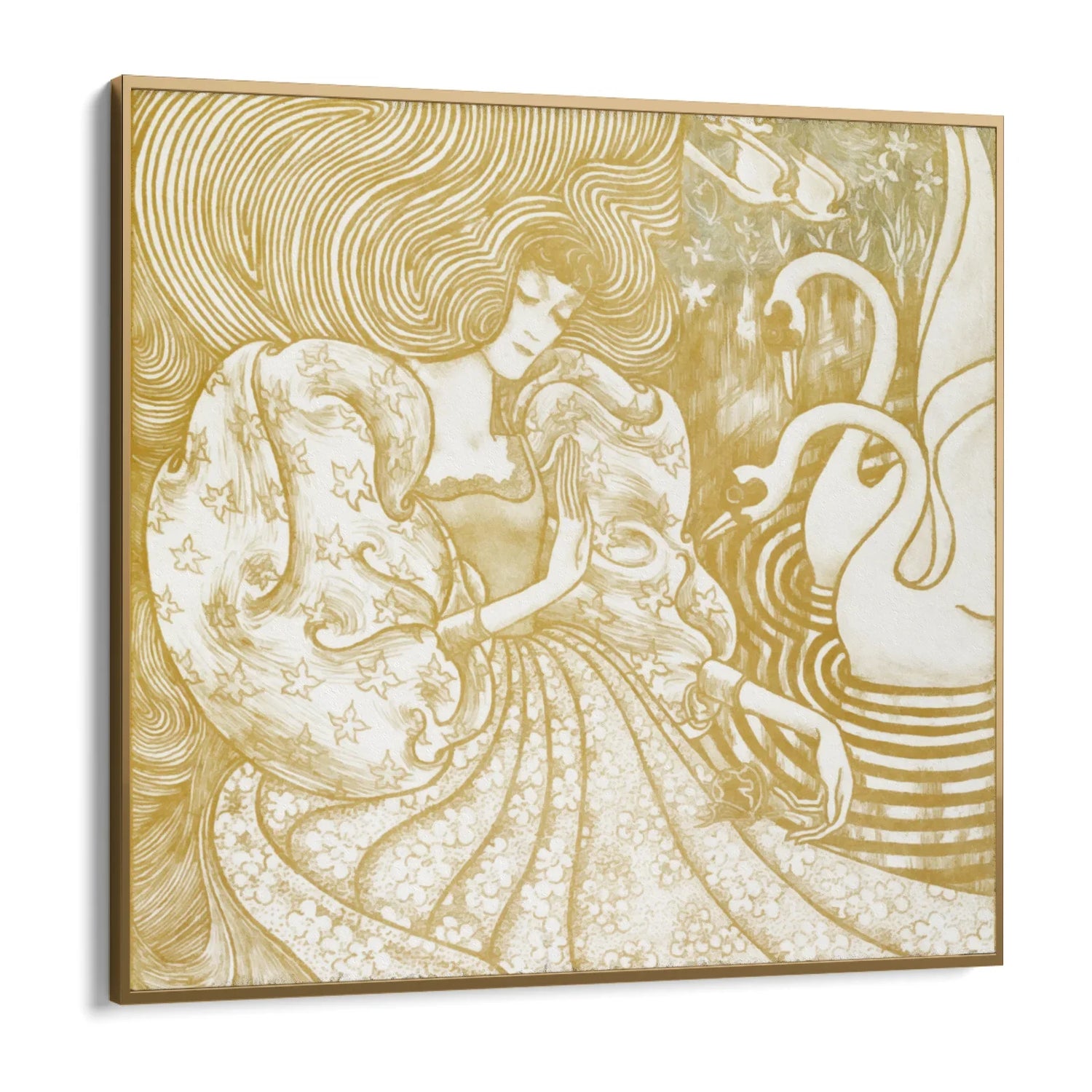 Quadro Stampa su Tela Donna con una farfalla in uno stagno con due cigni, Jan Toorop (1894) - CupidoDesign