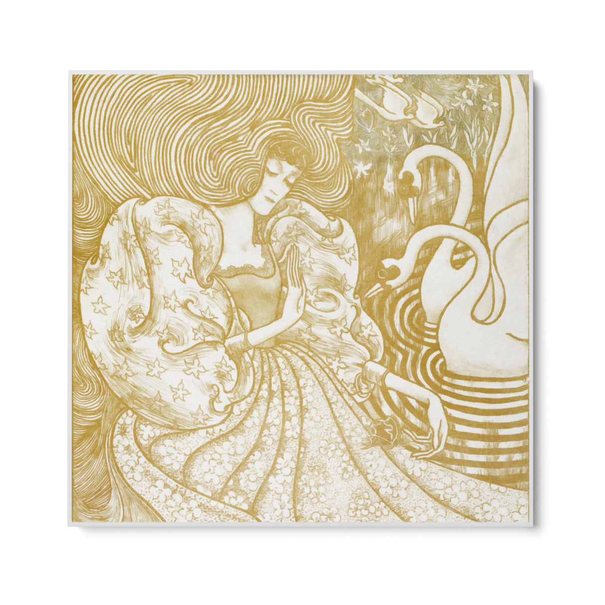 Moteris su drugeliu tvenkinyje su dviem gulbėmis, Jan Toorop (1894)