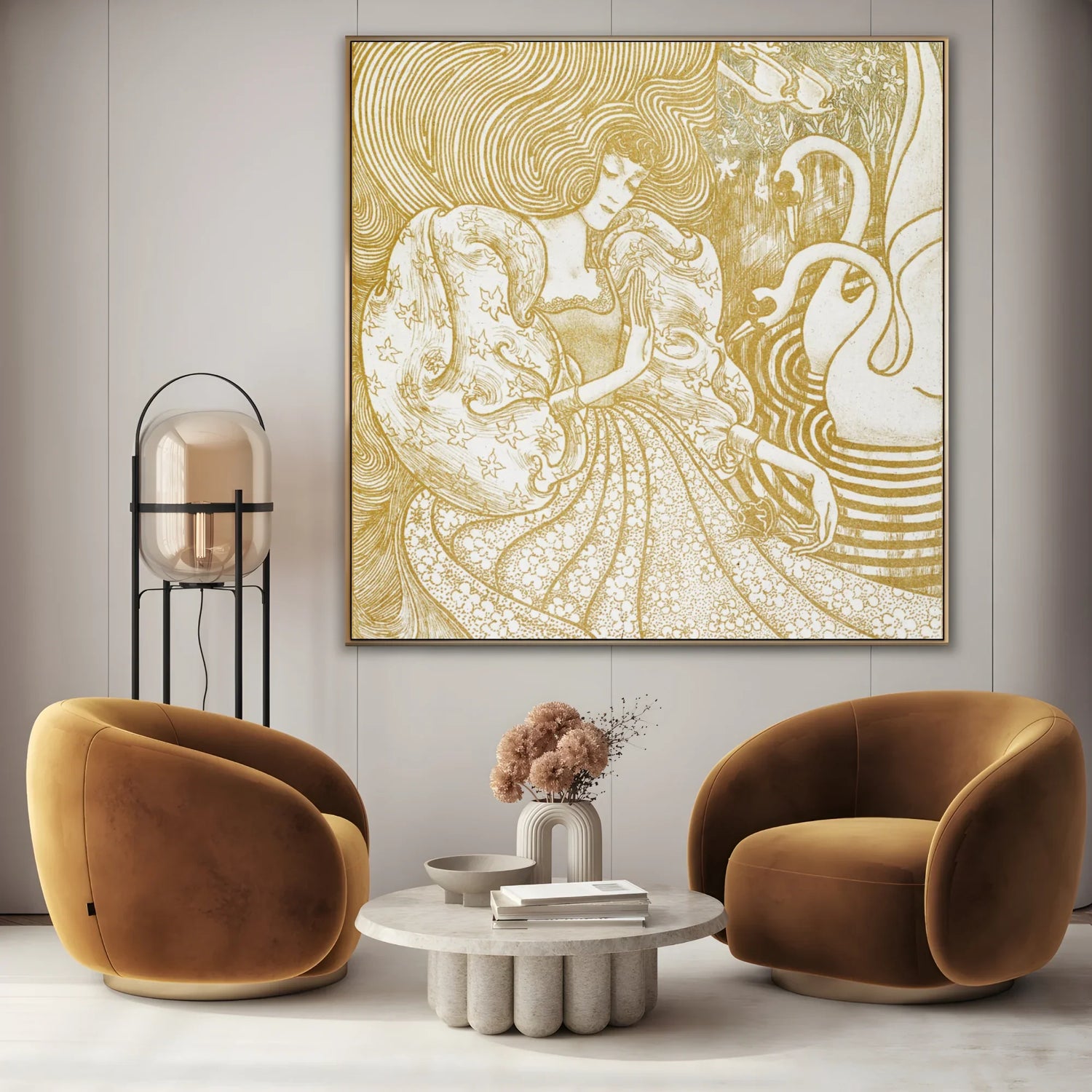Quadro Stampa su Tela Donna con una farfalla in uno stagno con due cigni, Jan Toorop (1894) - CupidoDesign