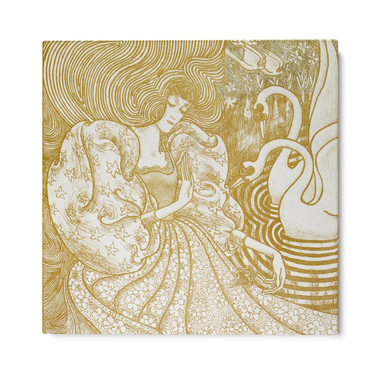 Quadro Stampa su Tela Donna con una farfalla in uno stagno con due cigni, Jan Toorop (1894) - CupidoDesign