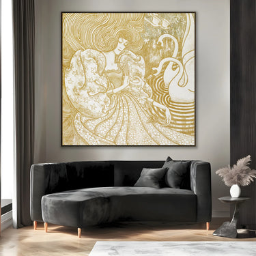 Quadro Stampa su Tela Donna con una farfalla in uno stagno con due cigni, Jan Toorop (1894) - CupidoDesign