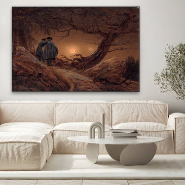 Quadro Stampa su Tela Due uomini contemplano la luna, Caspar David Friedrich - CupidoDesign