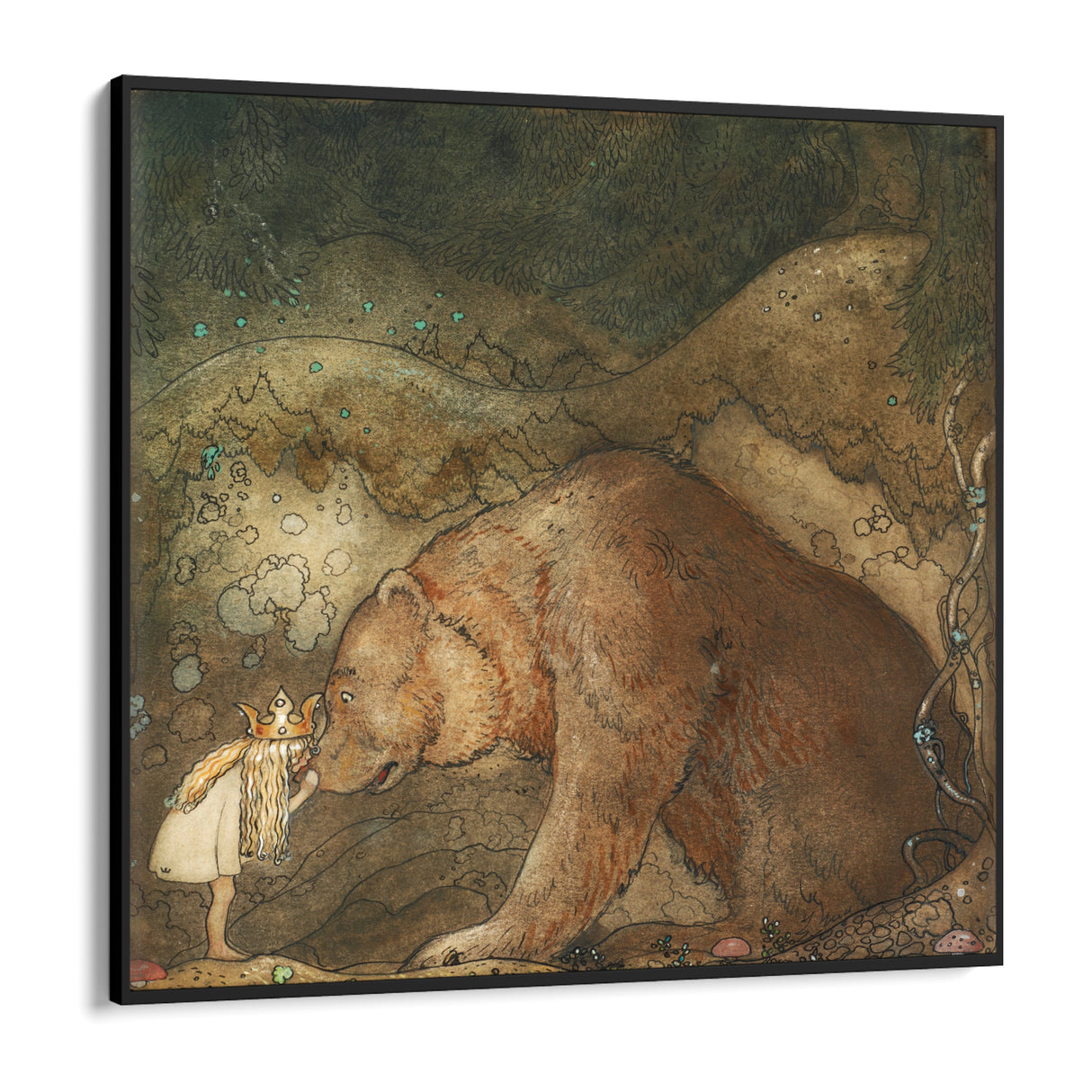 Quadro Stampa su Tela E baciò l'orso sul naso, John Bauer - CupidoDesign