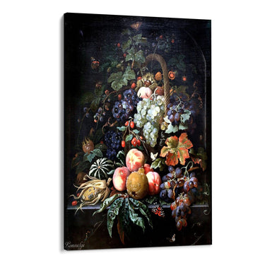 Quadro Stampa su Tela Farfalle con Frutta, Abraham Mignon - CupidoDesign
