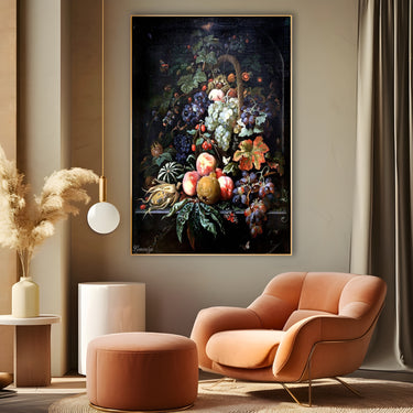 Quadro Stampa su Tela Farfalle con Frutta, Abraham Mignon - CupidoDesign