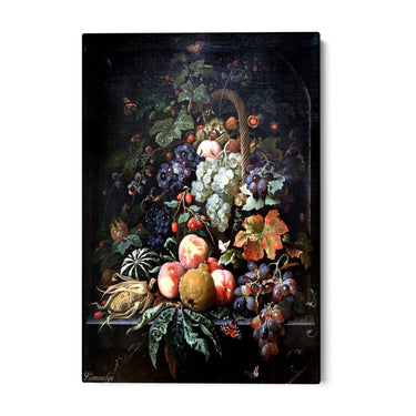Quadro Stampa su Tela Farfalle con Frutta, Abraham Mignon - CupidoDesign