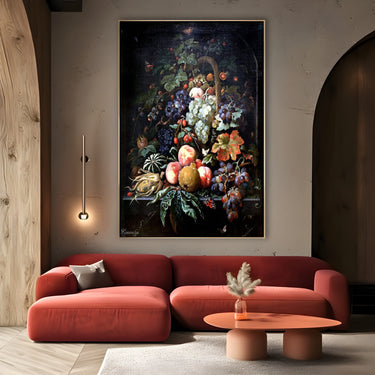 Quadro Stampa su Tela Farfalle con Frutta, Abraham Mignon - CupidoDesign