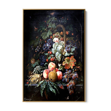 Quadro Stampa su Tela Farfalle con Frutta, Abraham Mignon - CupidoDesign