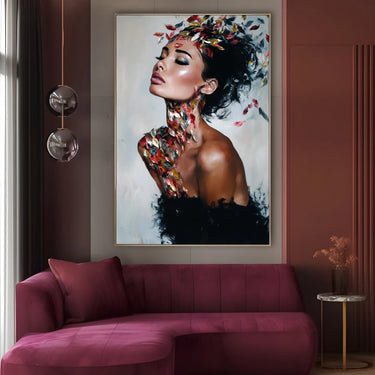 Quadro Stampa su Tela Figura Piumata - CupidoDesign