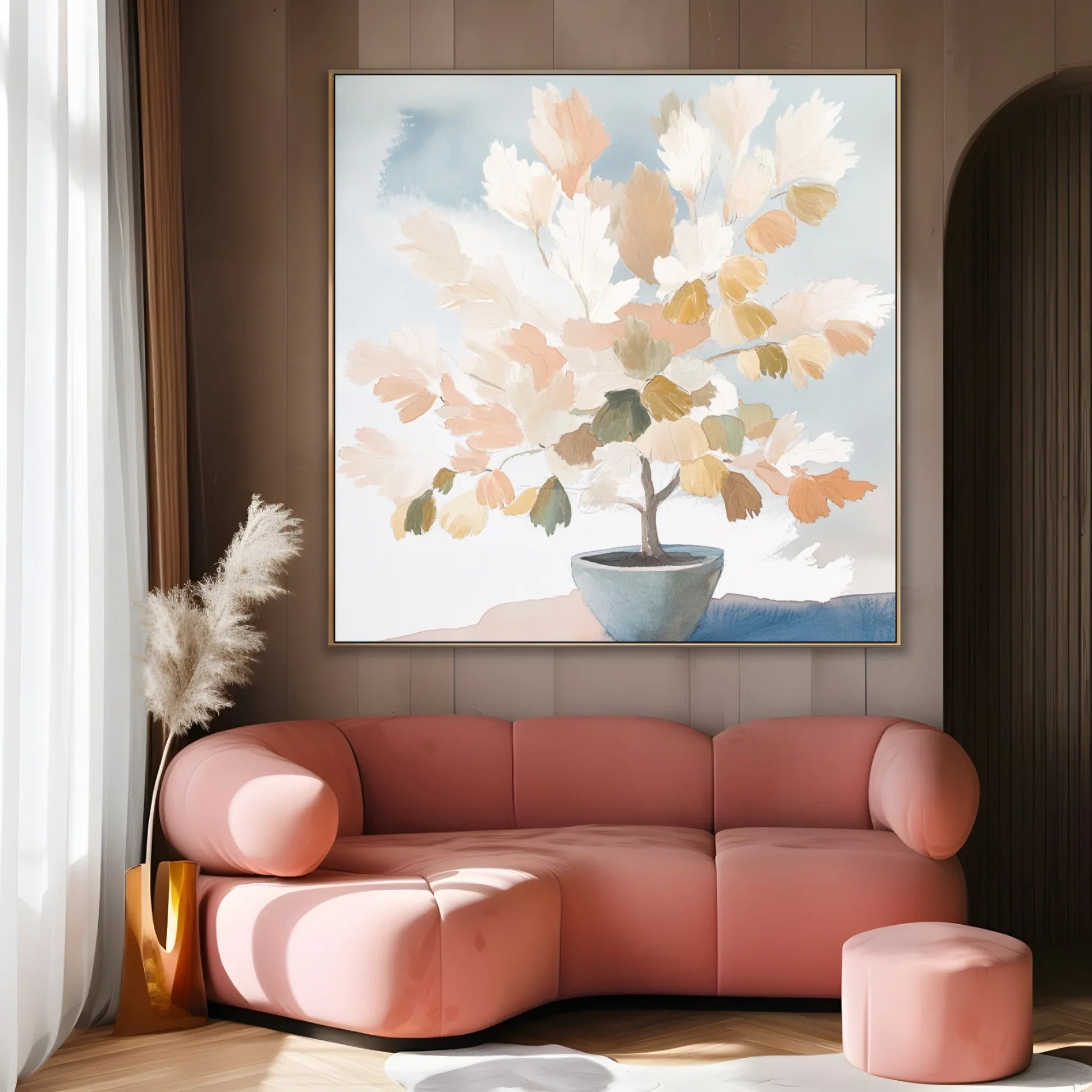 Quadro Stampa su Tela Foglie Beige - CupidoDesign