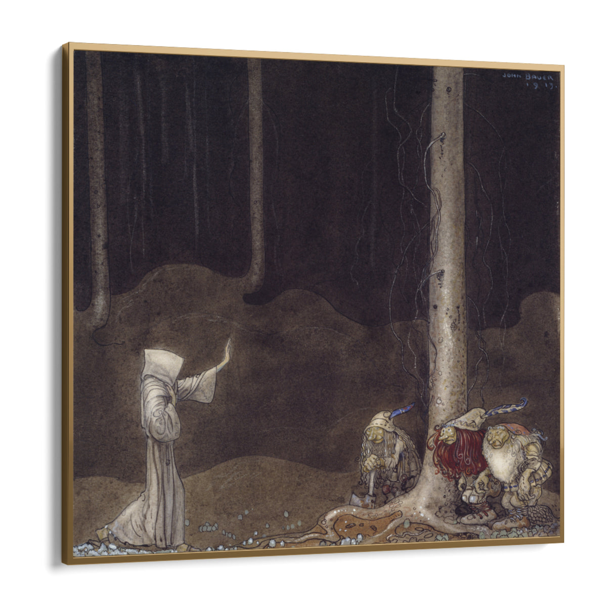 Quadro Stampa su Tela Fratello Martin e i tre troll, John Bauer - CupidoDesign