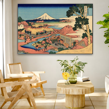 Quadro Stampa su Tela Il Fuji dai campi da tè di Katakura nella provincia di Suruga, Katsushika Hokusai - CupidoDesign