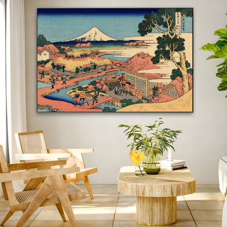 Quadro Stampa su Tela Il Fuji dai campi da tè di Katakura nella provincia di Suruga, Katsushika Hokusai - CupidoDesign