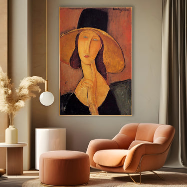 Quadro Stampa su Tela Jeanne Hébuterne con cappello, Amedeo Modigliani - CupidoDesign