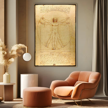 Quadro Stampa su Tela L'uomo Vitruviano, Leonardo da Vinci - CupidoDesign