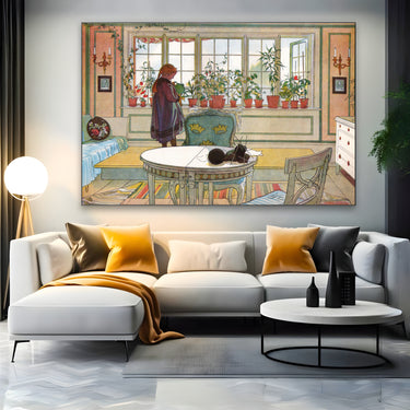 Quadro Stampa su Tela La Finestra fiorita, Carl Larsson - CupidoDesign