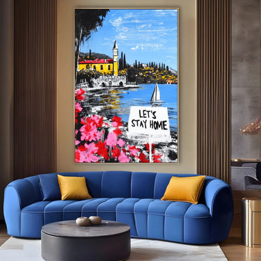 Quadro Stampa su Tela Let's Stay Home - CupidoDesign