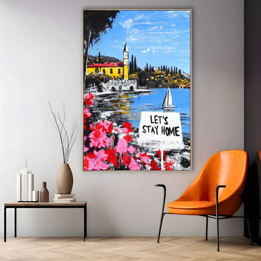 Quadro Stampa su Tela Let's Stay Home - CupidoDesign