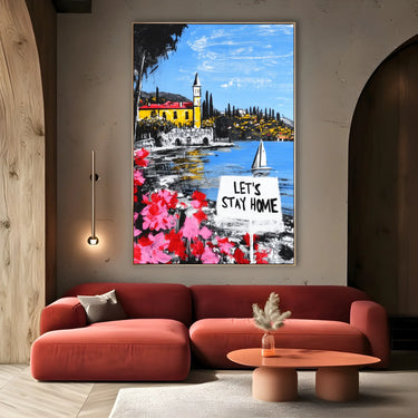 Quadro Stampa su Tela Let's Stay Home - CupidoDesign
