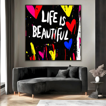 Quadro Stampa su Tela Life is Beautiful - CupidoDesign