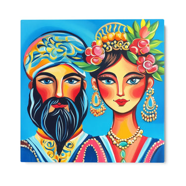 Quadro Stampa su Tela Lui & Lei in Blu - CupidoDesign
