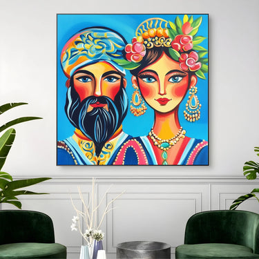 Quadro Stampa su Tela Lui & Lei in Blu - CupidoDesign