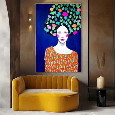 Quadro Stampa su Tela Musa Incoronata di Fiori - CupidoDesign