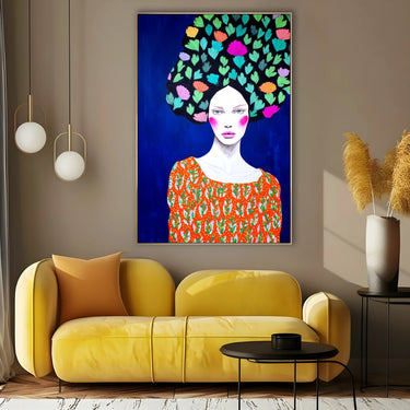 Quadro Stampa su Tela Musa Incoronata di Fiori - CupidoDesign