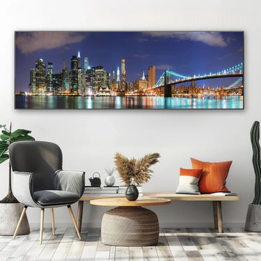 Quadro Stampa su Tela Notte Aurea, New York - CupidoDesign