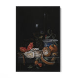 Quadro Stampa su Tela Ostriche, Frutta e Vino, Abraham Mignon - CupidoDesign