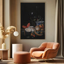 Quadro Stampa su Tela Ostriche, Frutta e Vino, Abraham Mignon - CupidoDesign