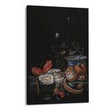 Quadro Stampa su Tela Ostriche, Frutta e Vino, Abraham Mignon - CupidoDesign