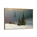Quadro Stampa su Tela Paesaggio invernale con chiesa, Caspar David Friedrich - CupidoDesign