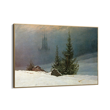 Quadro Stampa su Tela Paesaggio invernale con chiesa, Caspar David Friedrich - CupidoDesign