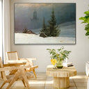 Quadro Stampa su Tela Paesaggio invernale con chiesa, Caspar David Friedrich - CupidoDesign
