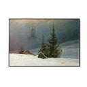 Quadro Stampa su Tela Paesaggio invernale con chiesa, Caspar David Friedrich - CupidoDesign