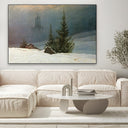 Quadro Stampa su Tela Paesaggio invernale con chiesa, Caspar David Friedrich - CupidoDesign