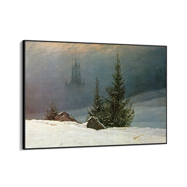 Quadro Stampa su Tela Paesaggio invernale con chiesa, Caspar David Friedrich - CupidoDesign