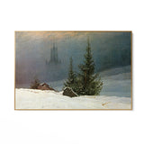 Quadro Stampa su Tela Paesaggio invernale con chiesa, Caspar David Friedrich - CupidoDesign