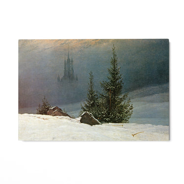 Quadro Stampa su Tela Paesaggio invernale con chiesa, Caspar David Friedrich - CupidoDesign