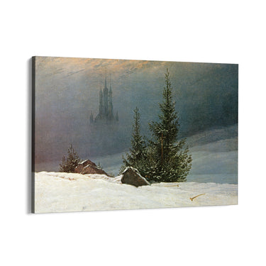 Quadro Stampa su Tela Paesaggio invernale con chiesa, Caspar David Friedrich - CupidoDesign