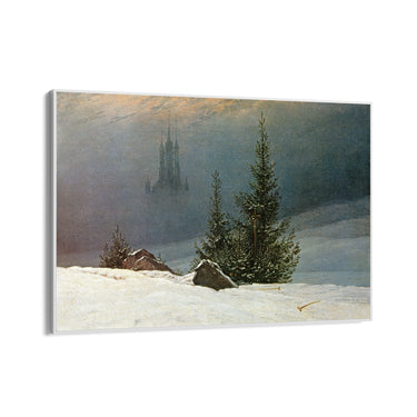 Quadro Stampa su Tela Paesaggio invernale con chiesa, Caspar David Friedrich - CupidoDesign