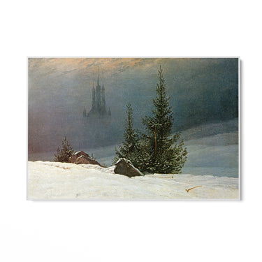 Quadro Stampa su Tela Paesaggio invernale con chiesa, Caspar David Friedrich - CupidoDesign