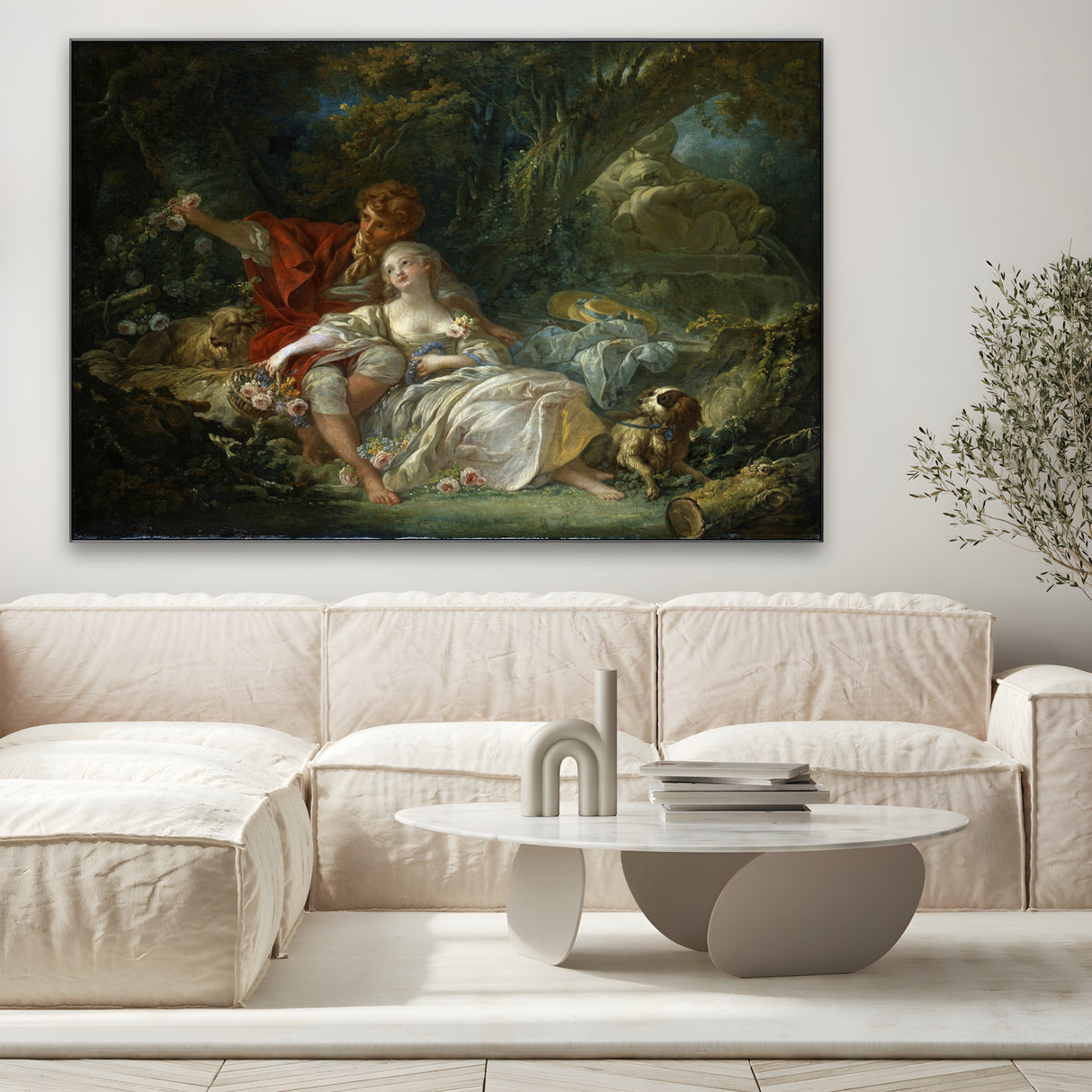 Quadro Stampa su Tela Pastore e pastorella che si riposano, François Boucher - CupidoDesign